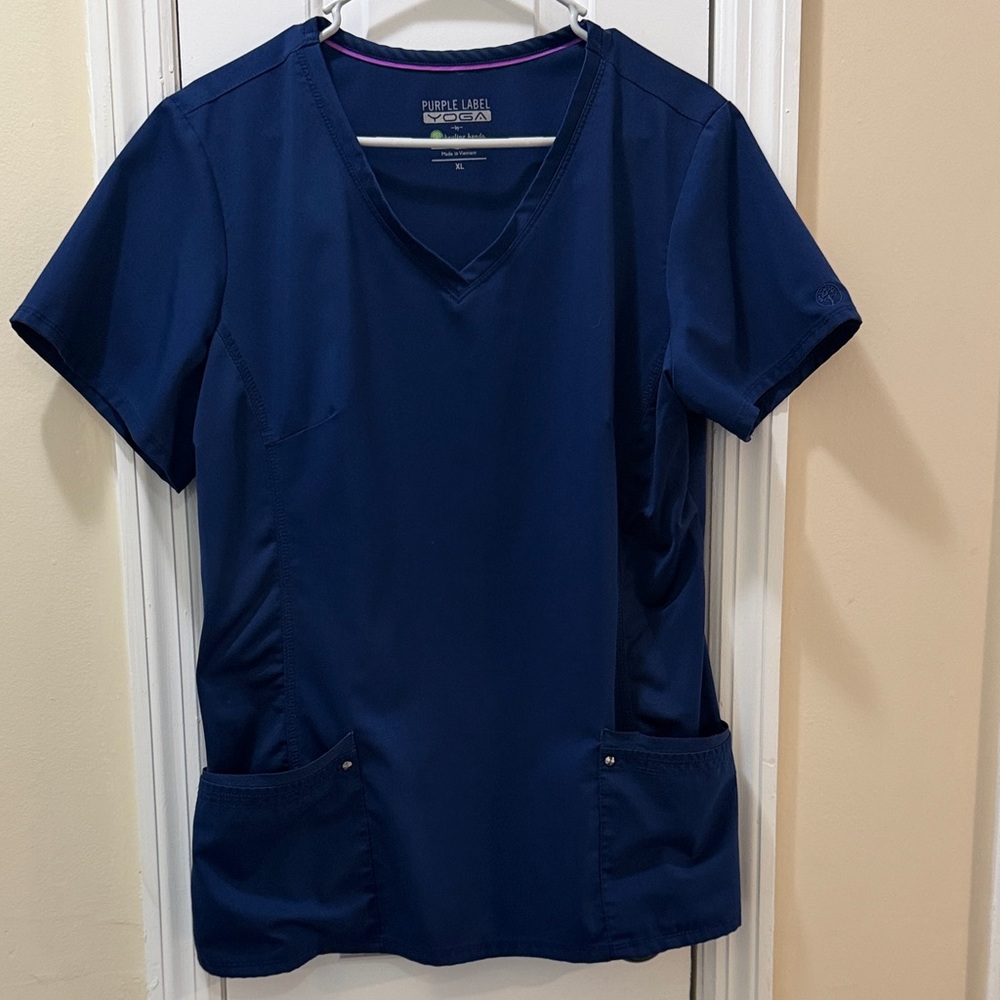 Healing Hands Navy “Juliet “ V-Neck Short Sleeve Scrub Top XL